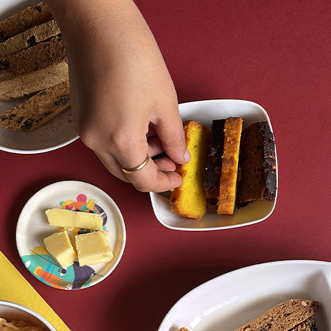  Homemade cake served in Servewell Sanskriti- Vanvas Serving Set