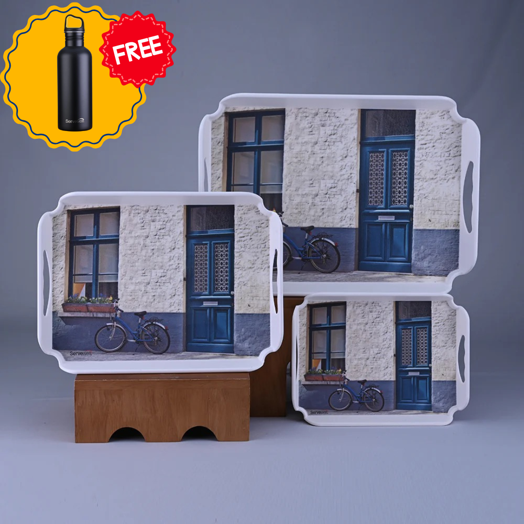 3 pc Tray Set Elegant - Bicycle