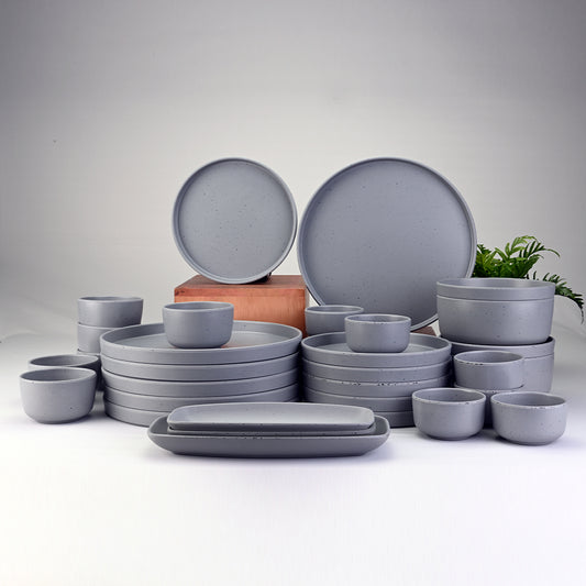 31 pc Dinner Set Thali - Dots Grey