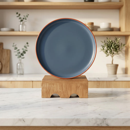 6 pc Dinner Plate Set Portico Curved 27 cm - Ink and Terracotta