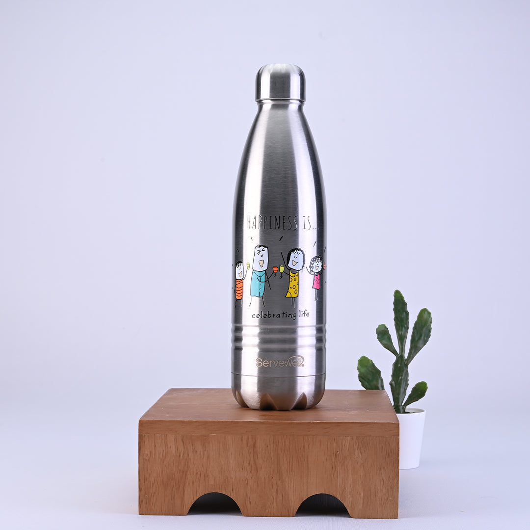 Indus - SS Vacuum Bottle 750 ml - Happiness Is… Steel