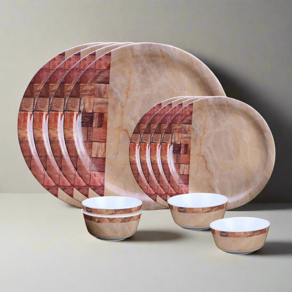 12 pc Dinner Set Rnd - Beige Block