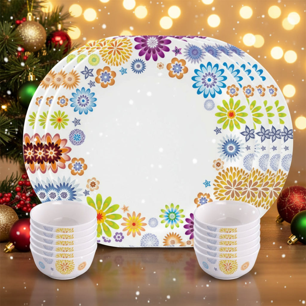 18pc Dinner Set Round - Flower Fiesta