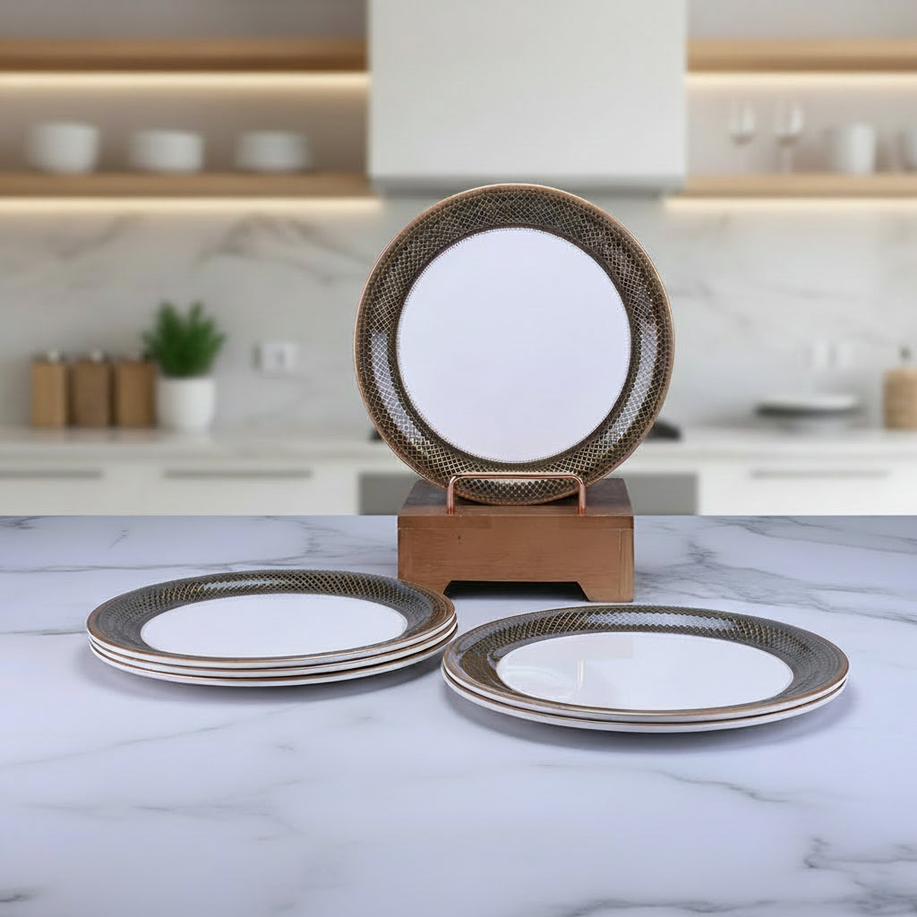 6 pc Dinner Plate Set Rnd Gold 28 cm - Heera