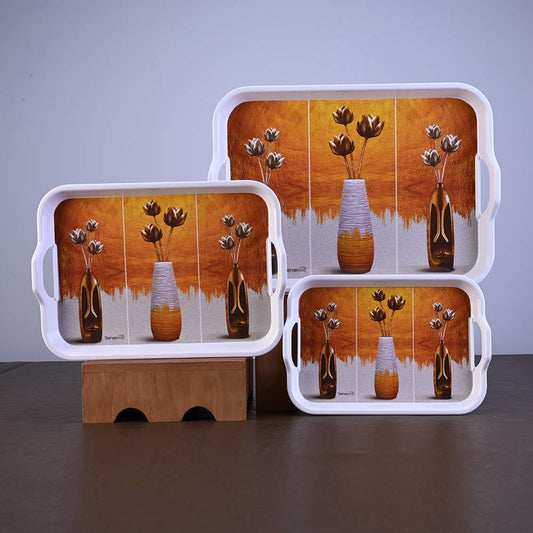 3 pc Handy Trays Set - Lotus Vase