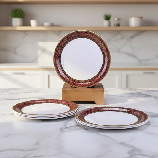 6 pc Dinner Plate Set Rnd Gold 28 cm - Leela