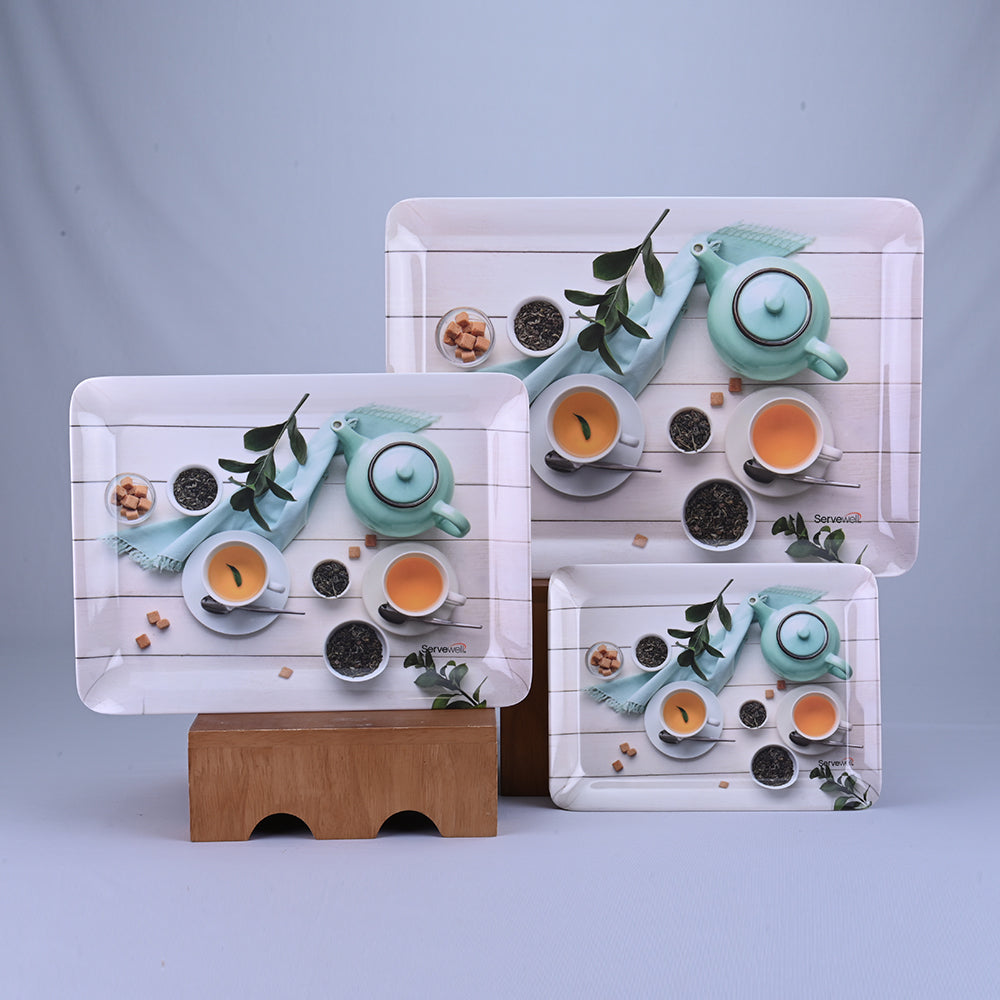 3 pc Tray Set Stylo - Green Tea