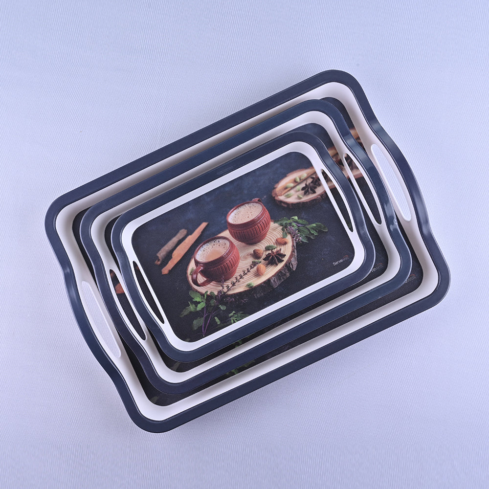 3 pc Tray Set Sturdy - Milk Tea