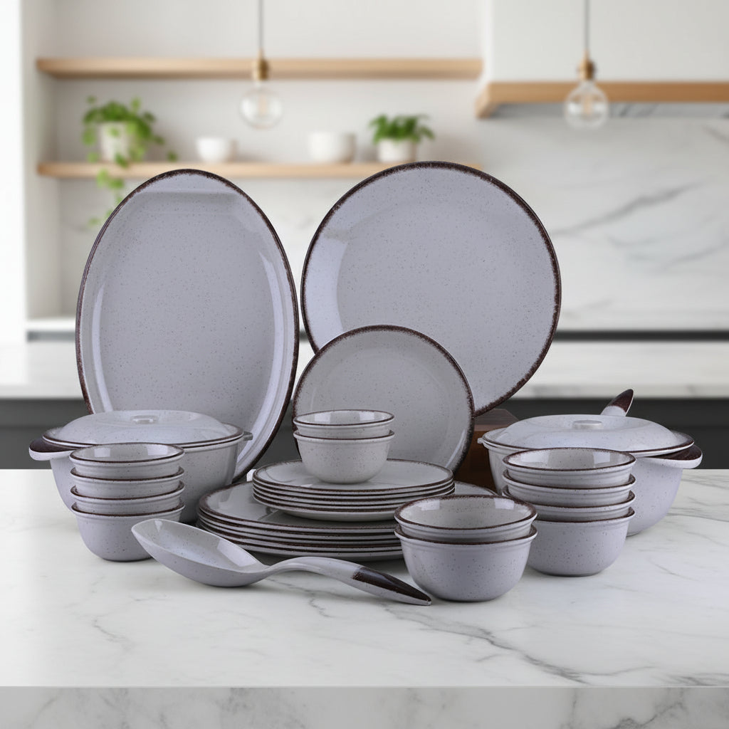 31 pc Dinner Set Gravel Dot Cream - Main Image