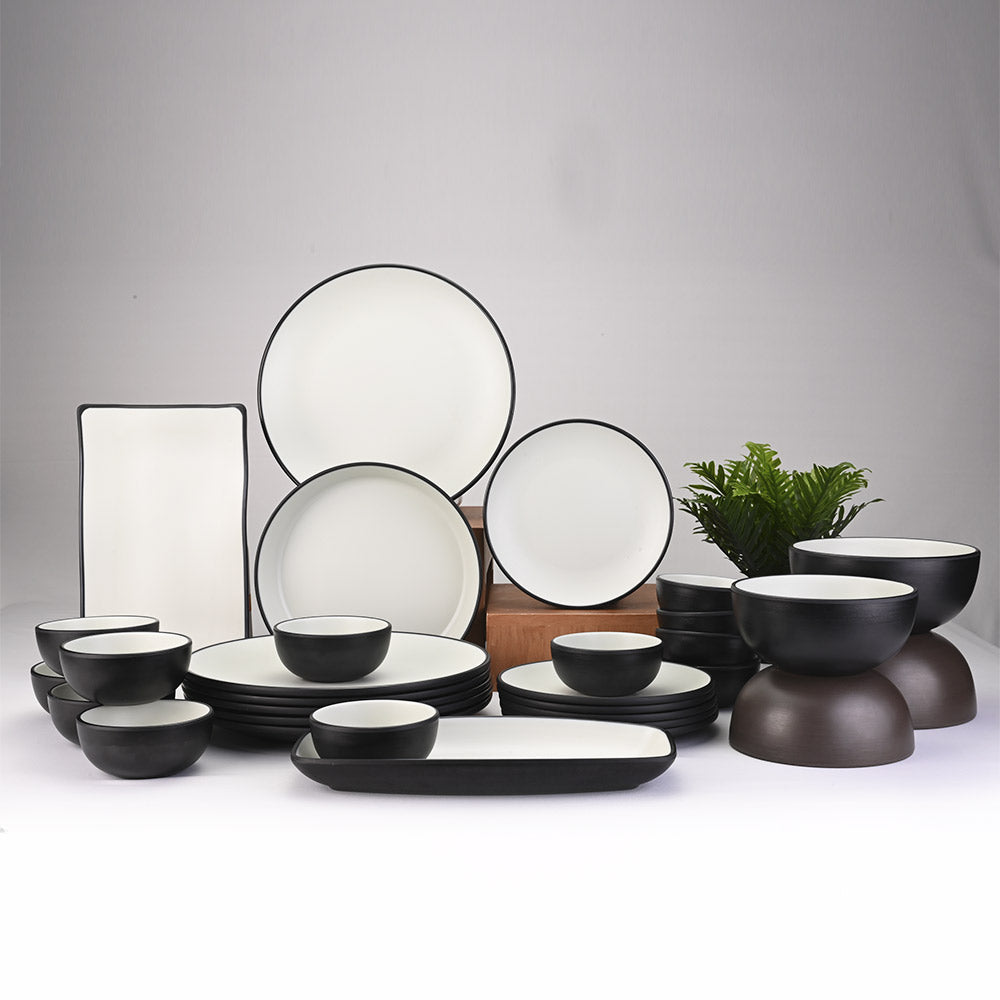 31 pc Dinner Set 2Tone Black Green