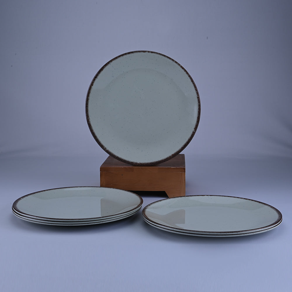 6 pc Dinner Plate Set Gravel 27 cm - Dot Green