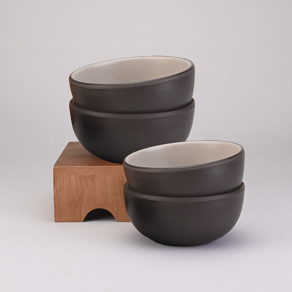 4 pc Serving Bowl Set 2Tone 14.5 cm - Terraclay + Brown