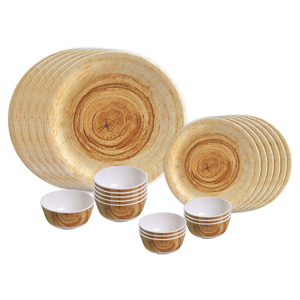 24 pc Rnd Dinner Set - Twirl Wood