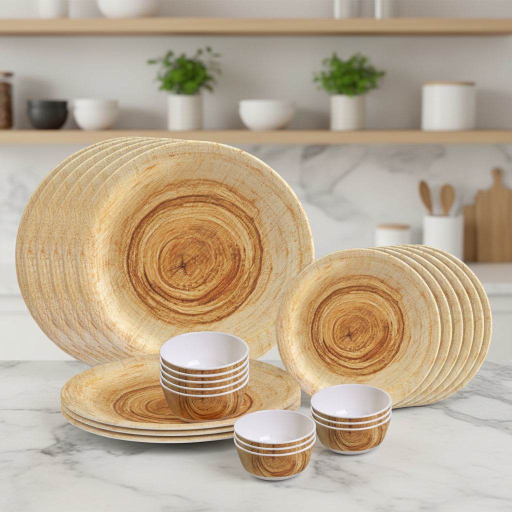 24pc Dinner Set - Twirl Wood