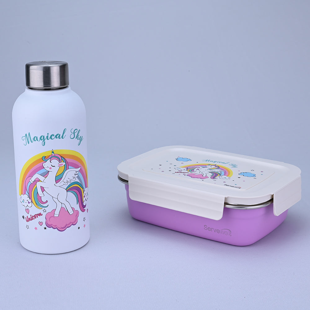 2 pc Osaka Bottle & Lunch Box With Container Set - Unicorn – Servewell