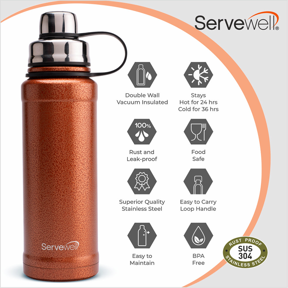 Atlanta SS Vacuum Bottle 600 ml - Stone Orange