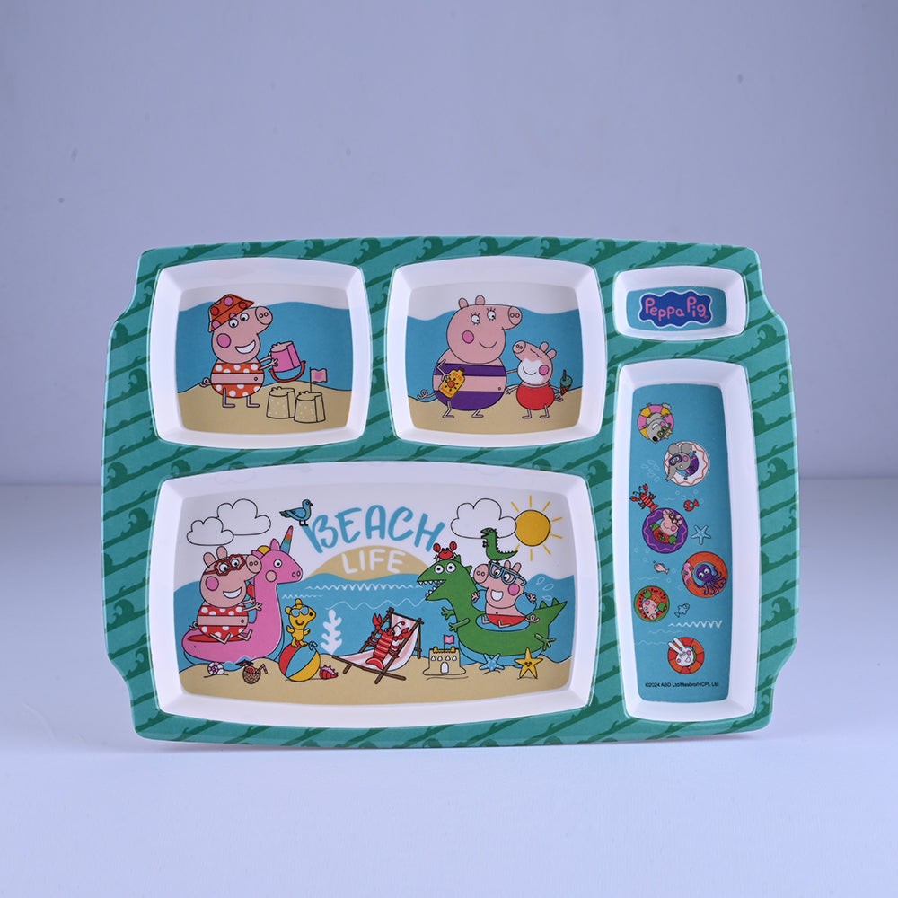3 pc Rect 5Plate Fork & Spoon Set - Peppa Pig
