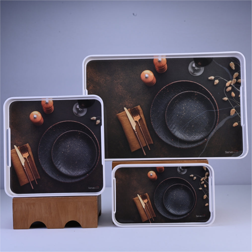3 pc Tray Set Splendor - Stone