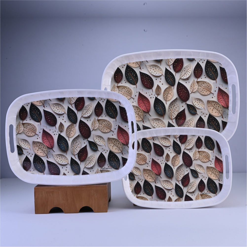 3 pc Tray Set Zebra - Gold Dots