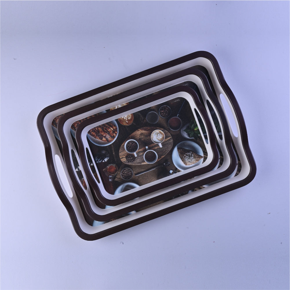 3 pc Tray Set Sturdy - Coffee Burst