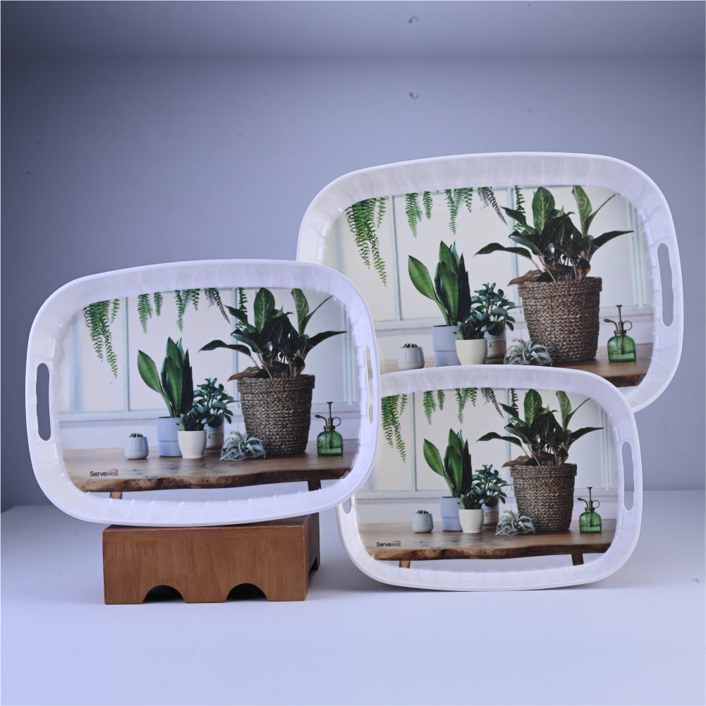 3 pc Tray Set Zebra - Greenery