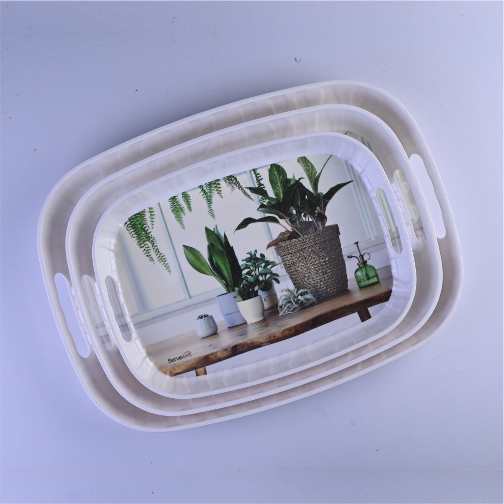 3 pc Tray Set Zebra - Greenery