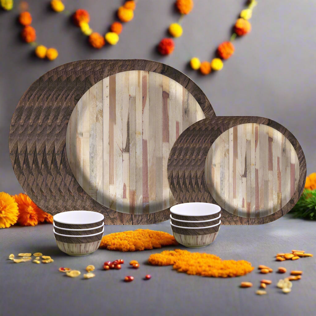 18pc Dinner Set Round Matte - Wood Work