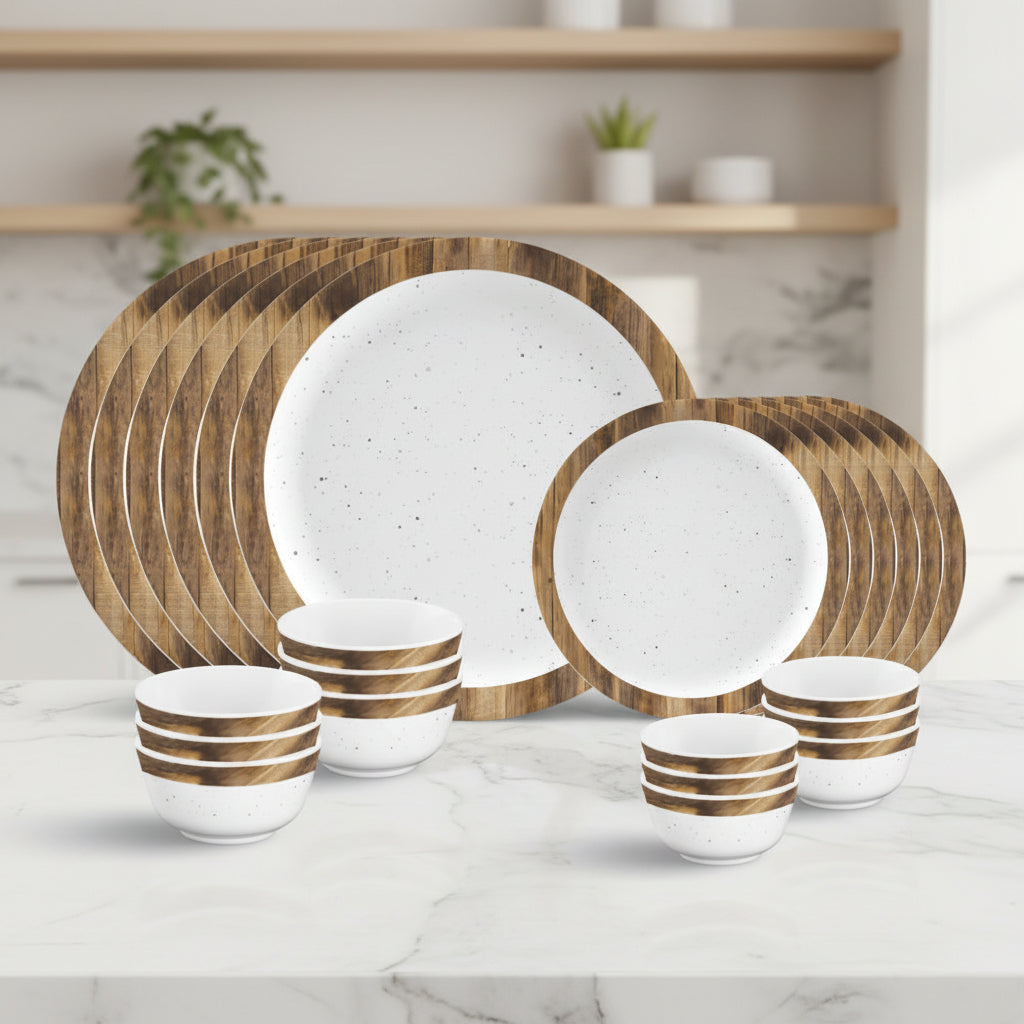 24pc Dinner Set Round - Woody