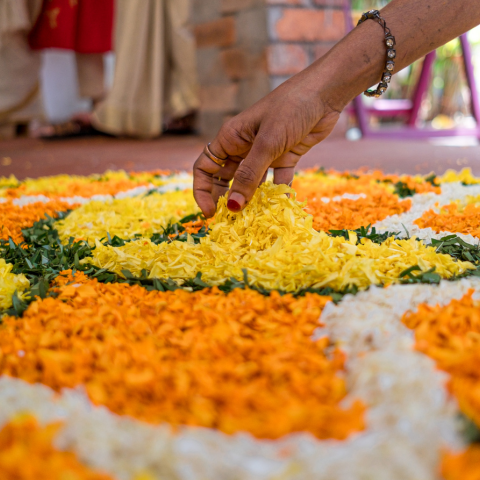 Flower arrangements called ‘Pookalam’ done during Onam