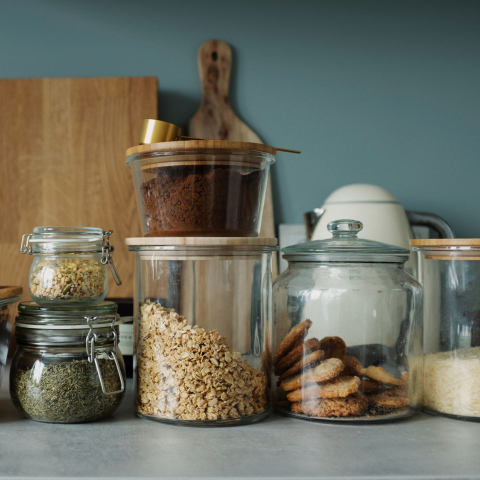 Glass jars are perfect to store your cookies and pickles