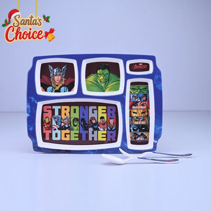 3 pc Rect 5Plate Fork & Spoon Set - Avengers