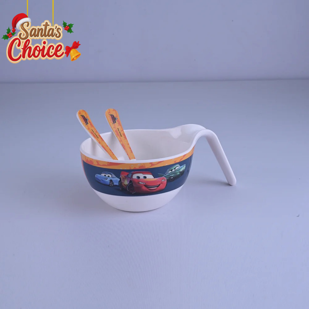 3 pc Maggie Bowl Fork & Spoon Set - Cars