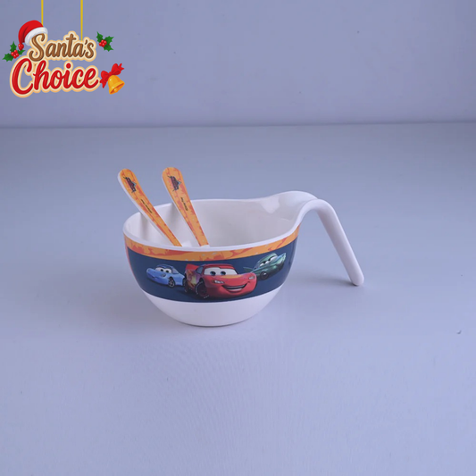 3 pc Maggie Bowl Fork & Spoon Set - Cars