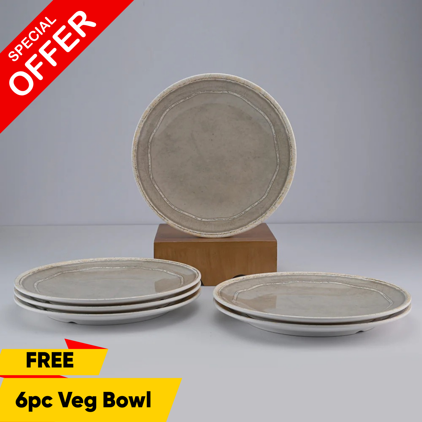 6 pc Dinner Plate Set - Ancient Sand