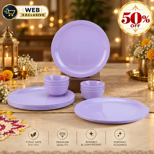 12pc Dinner Set Traditional - Pastel Purple