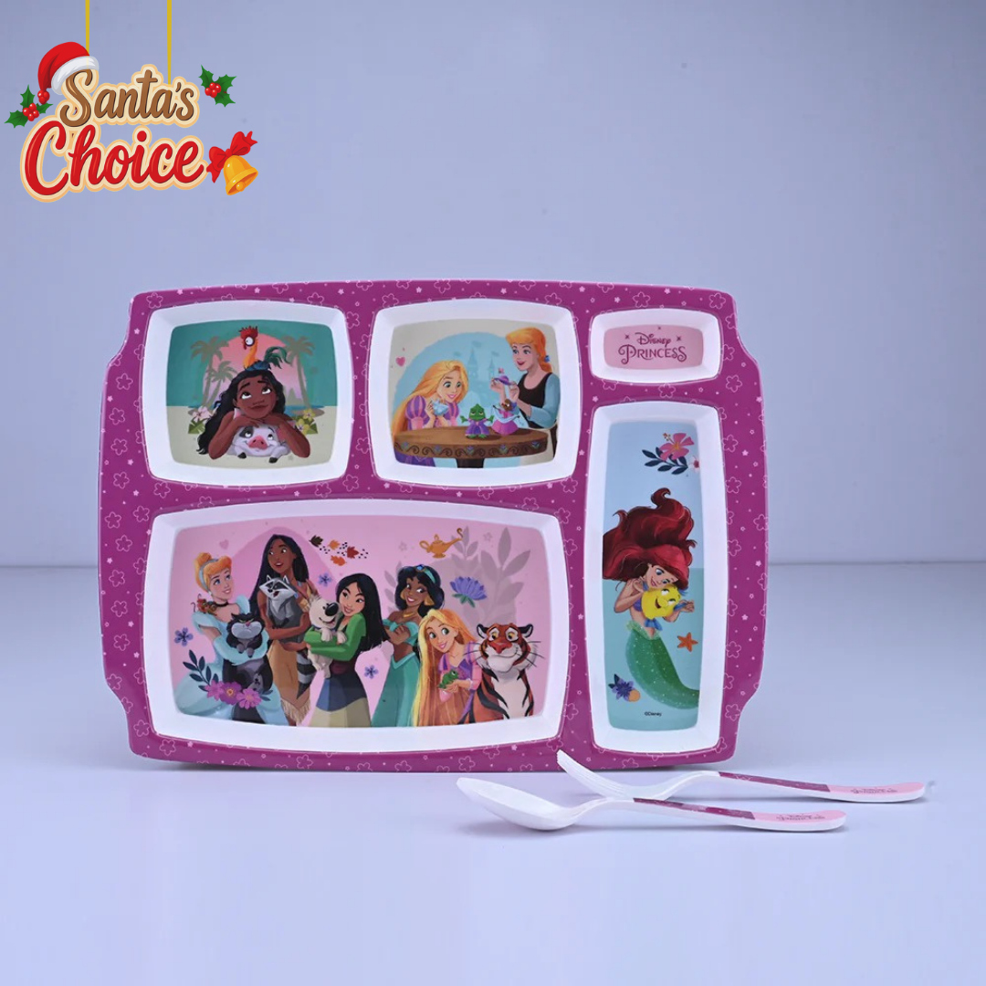 3 pc Rect 5Plate Fork & Spoon Set - Princess