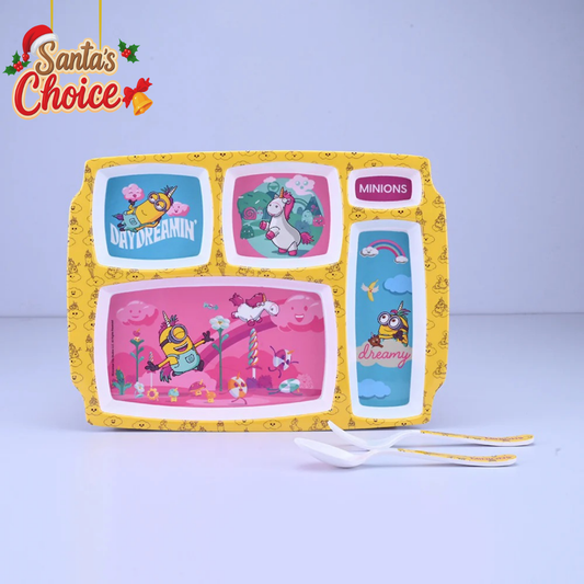 3 pc Rect 5Plate Fork & Spoon Set - Minions