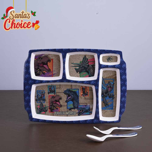 3 pc Rect 5Plate Fork & Spoon Set - Jurassic World