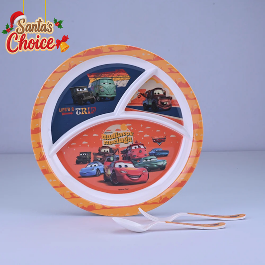 3 pc Rd 3Plate Fork & Spoon Set - Cars