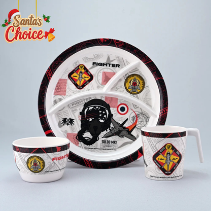 3 pc Rd Plate, Mug & Bowl Set - Fighter