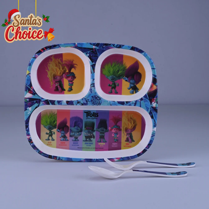 3 pc Rect 3Plate Fork & Spoon Set - Trolls
