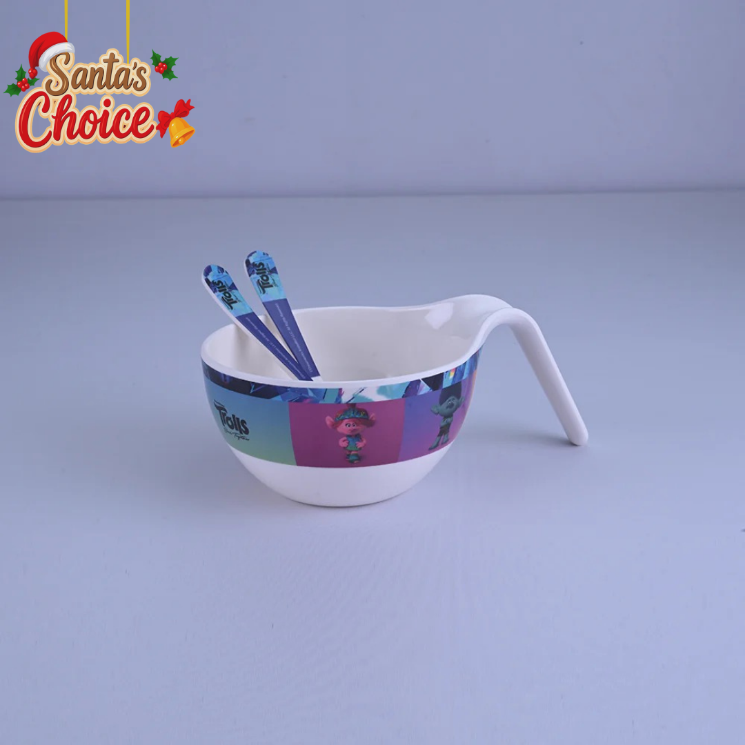 3 pc Maggie Bowl Fork & Spoon Set - Trolls