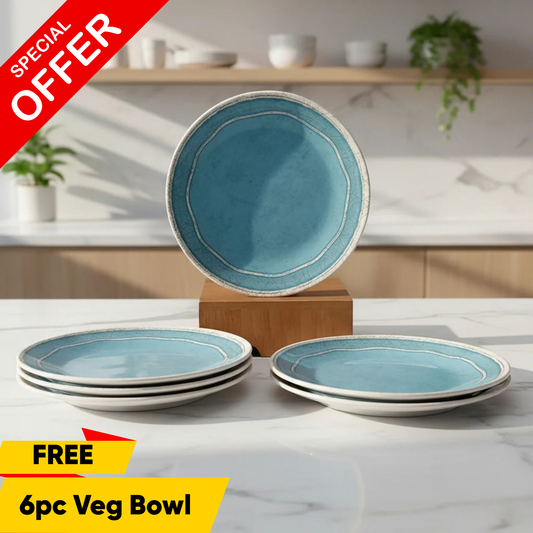 6 pc Dinner Plate Set 27 cm - Ancient Sea