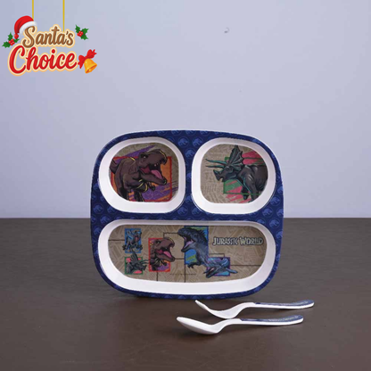 3 pc Rect 3Plate Fork & Spoon Set - Jurassic World