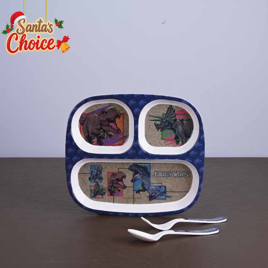 3 pc Rect 3Plate Fork & Spoon Set - Jurassic World