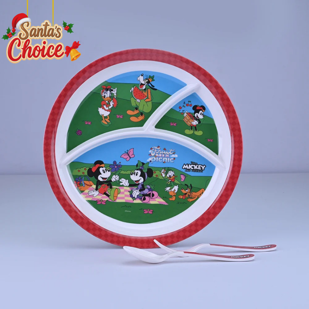 3 pc Rd 3Plate Fork & Spoon Set - Mickey