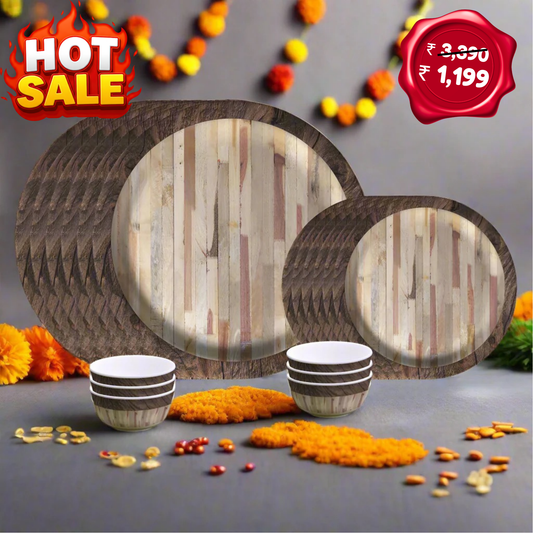 18pc Dinner Set Round Matte - Wood Work