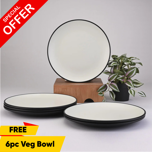 6 pc Dinner Plate Set 2Tone 26.5 cm - Black + Green