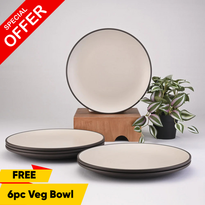 6 pc Dinner Plate Set 2Tone 26.5 cm - Terraclay + Brown