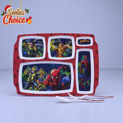 3 pc Rect 5Plate Fork & Spoon Set - Spiderman
